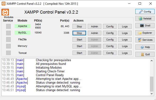 Xampp Control Panel