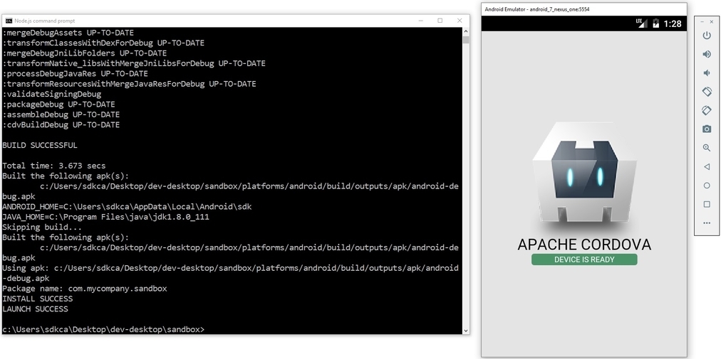 Android Build Emulator Cordova