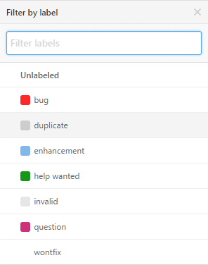 Filter by Label Github issues