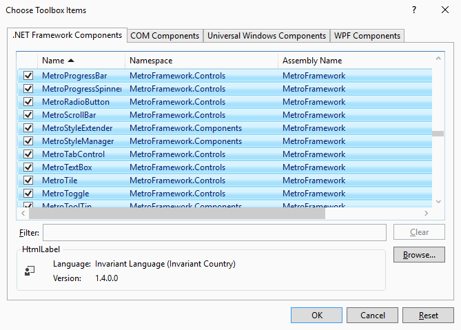 MetroFrameworks UI controls