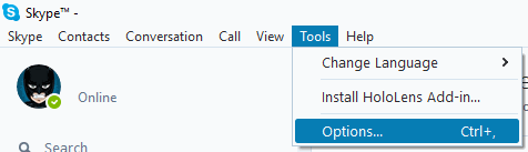 Skype Options Access