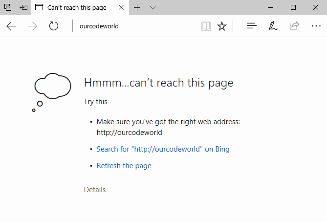 Microsoft Edge can't reach local domain