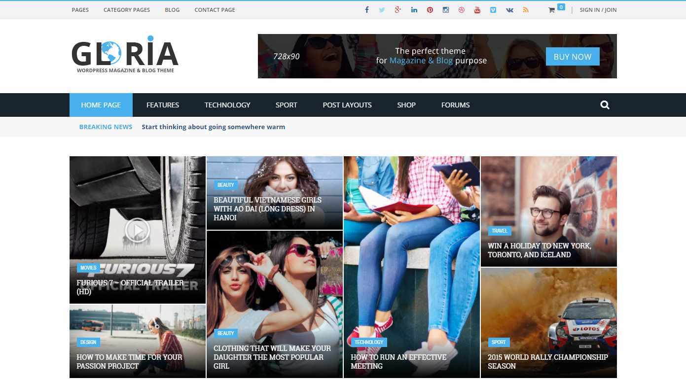 Gloria WordPress Premium Theme