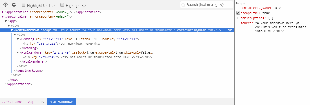React Console Markdown Components