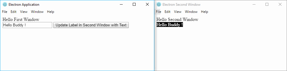 Electron Send data from one window to another