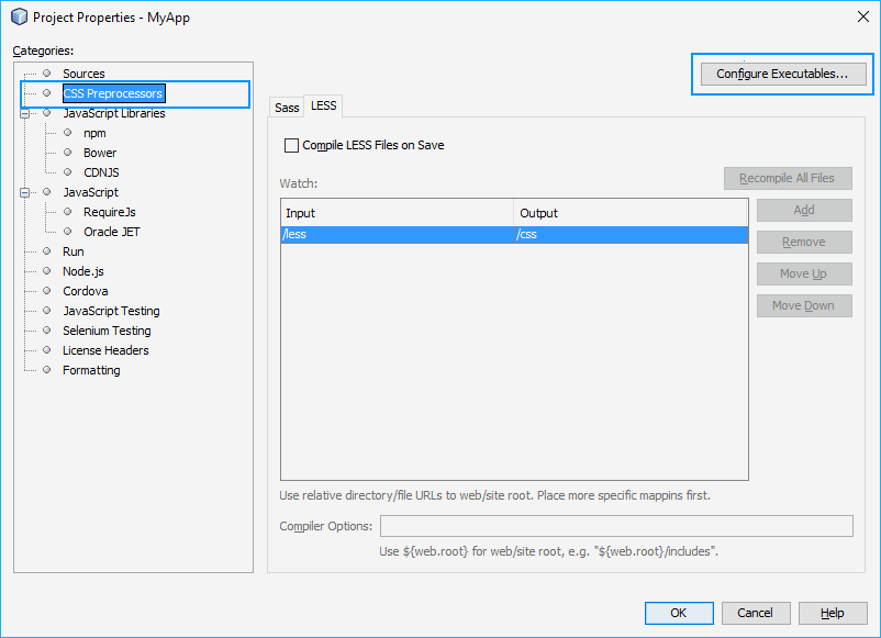 Netbeans Less Configure Automatically