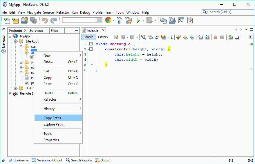 Copy folderpaths to clipboard in NetBeans