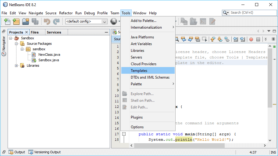NetBeans Template Manager