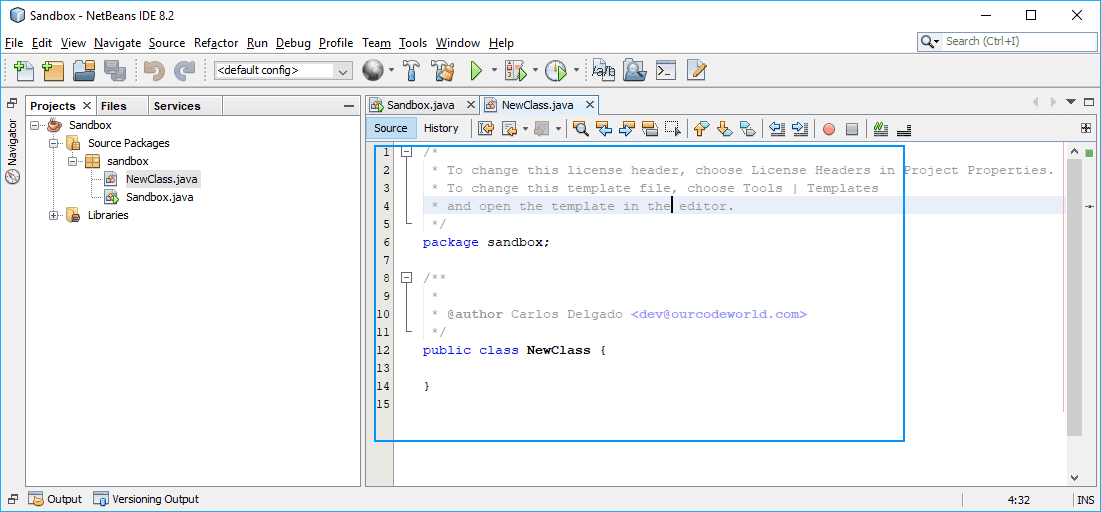 NetBeans Author Variable