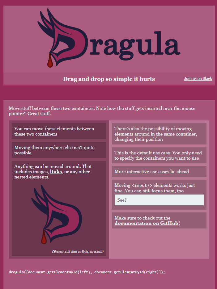 Dragula Drag & Drop Library