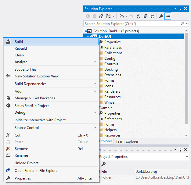 DarkUI WinForms C# Build DLL