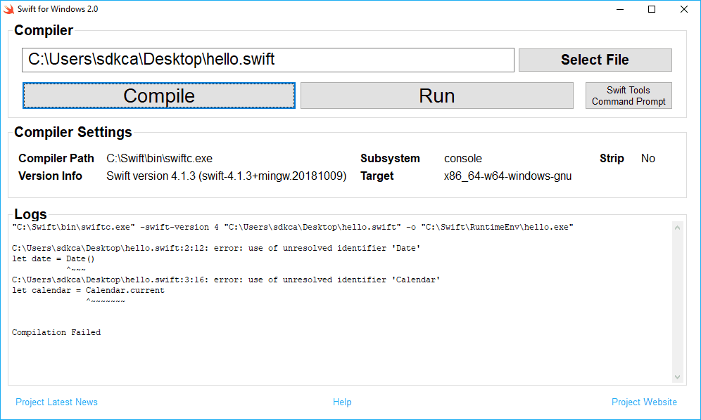 Swift Compiler Error Message