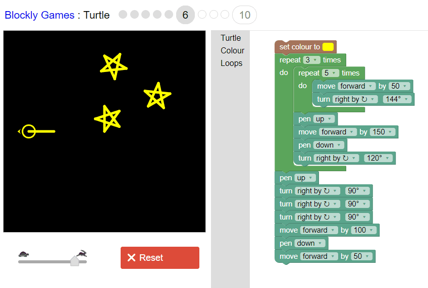 blockly games level 6 turtle