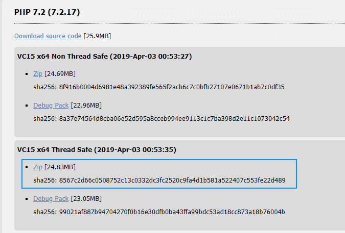 PHP x64 Bits release for Windows Download