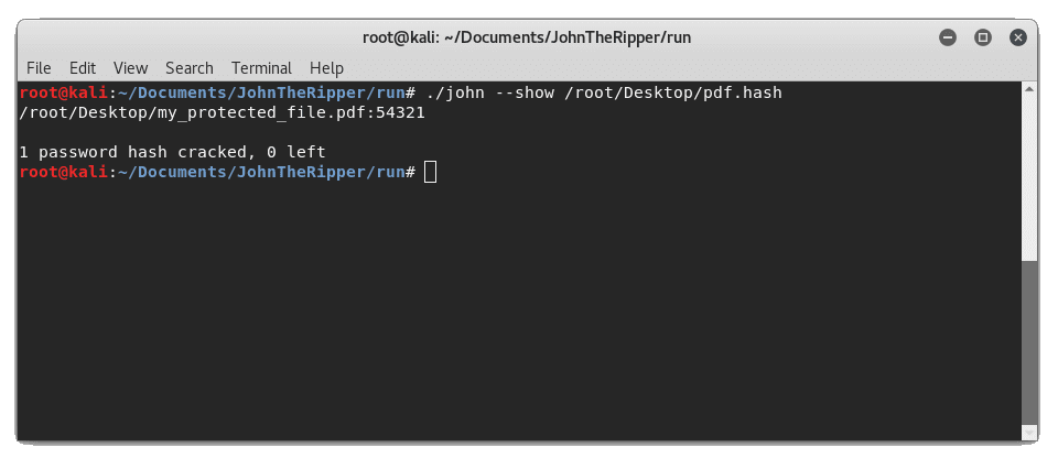 JohnTheRipper Show Password Hash