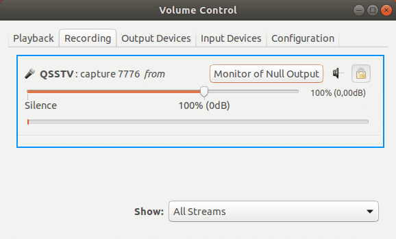 Recording Pavucontrol QSSTV Capture from Monitor of Null Output