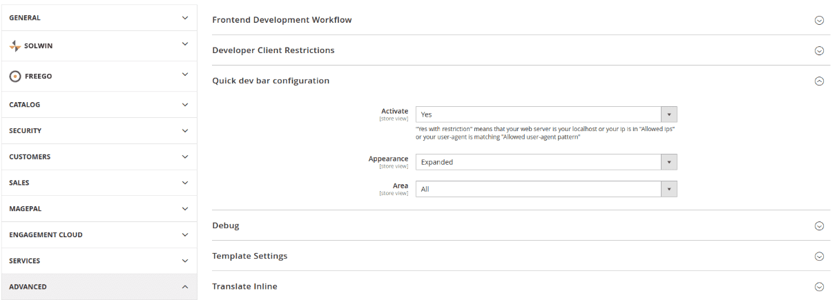 Quick Developer Bar Magento 2