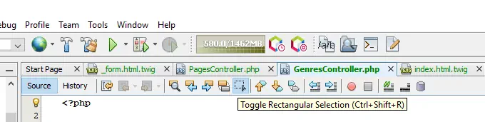 Toggle Rectangular Selection NetBeans