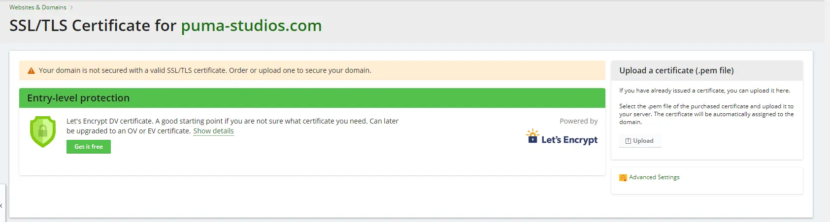 Let's Encrypt Request Certificate