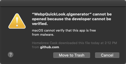 MacOS Catalina WebPQuickLook