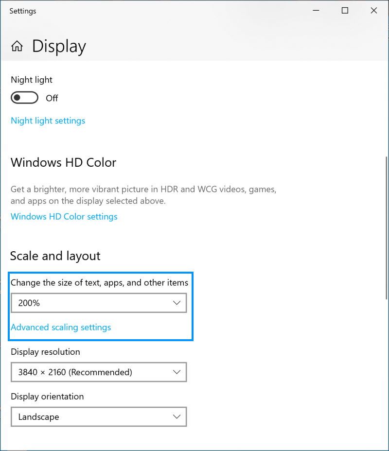 Change Scale Windows Layout