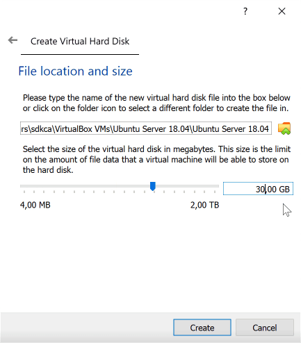 Hard Disk Size VirtualBox