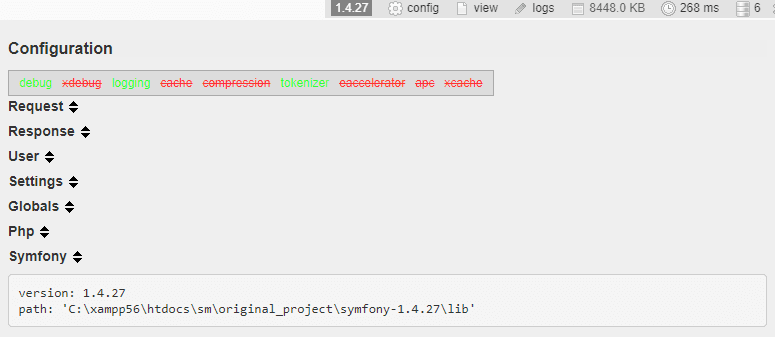 Symfony 1.4 project running