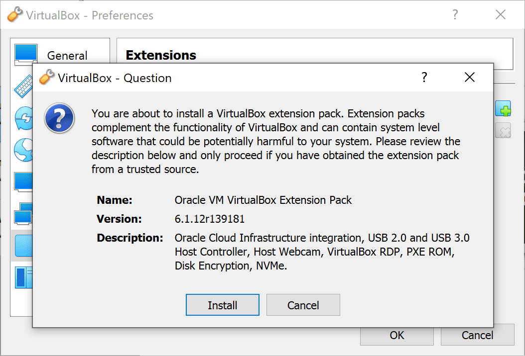 rtualbox 6.0.14 oracle vm virtualbox extension pack ubuntu