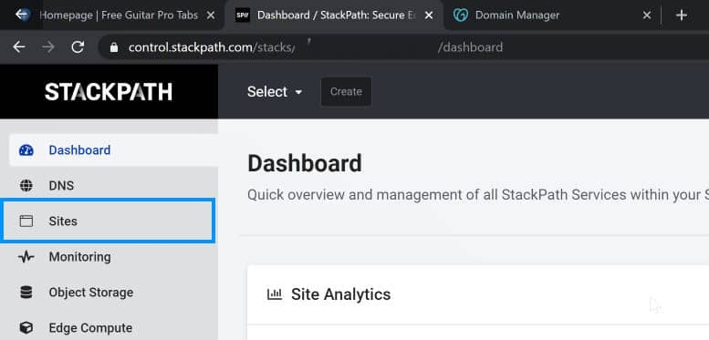 StackPath create new site