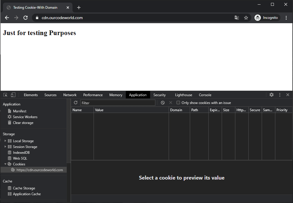 Subdomain CDN without Cookies in Incognito