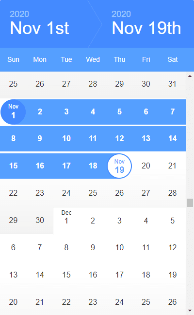 React Infinite Calendar (Date Range Picker)