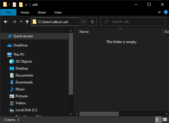 Windows .SSH directory location