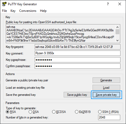 Puttygen ppk file