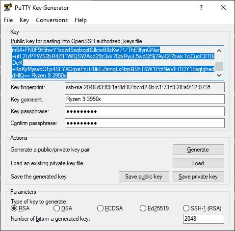 PuTTY OpenSSH Public Key