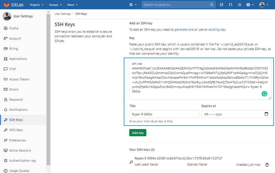 Gitlab SSH Keys