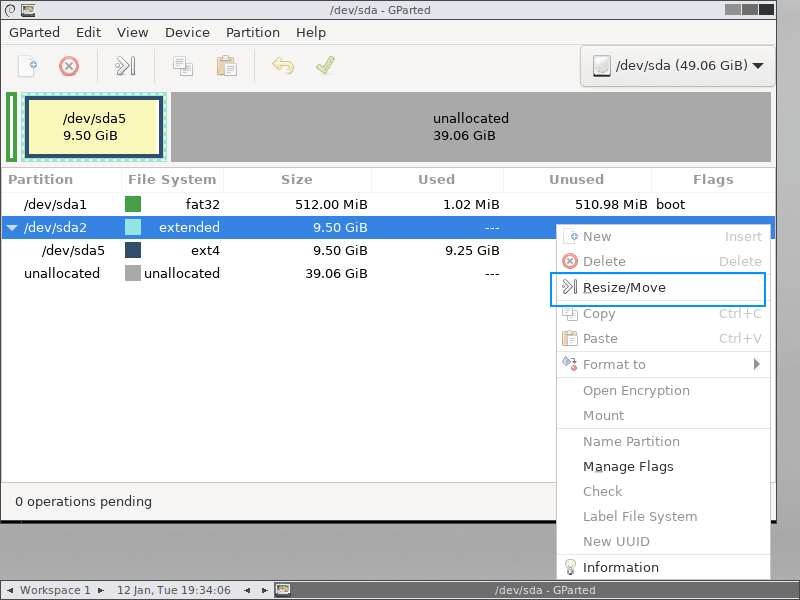 Resize Extended Partition