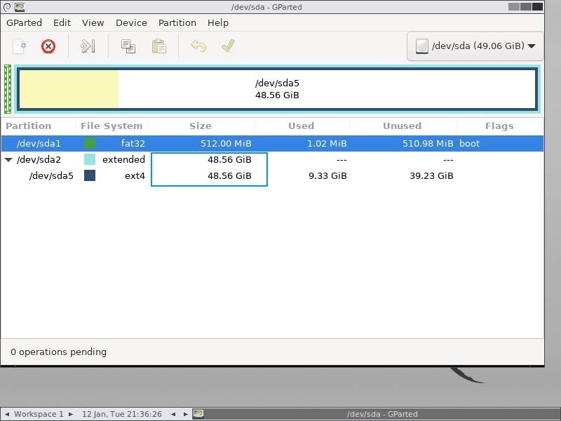 Partition succesfully expanded VBox