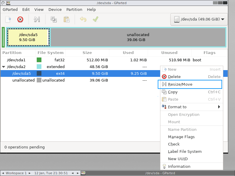 System Partition Resize