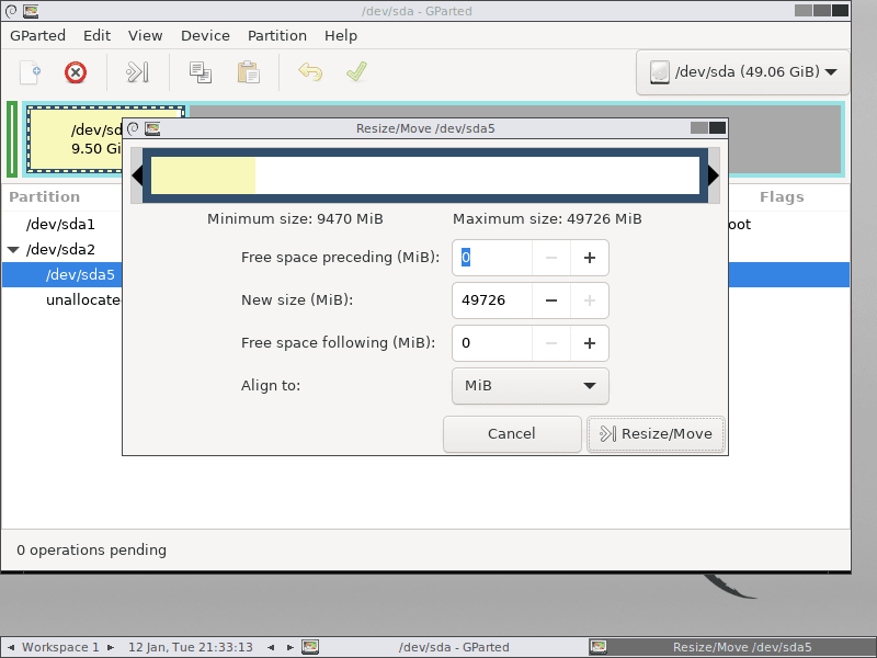 Gpart Resize Partition