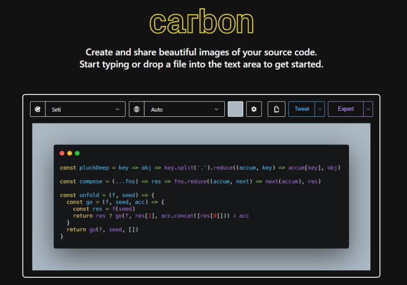 Carbon.now.sh Tool To Create Code Snippets
