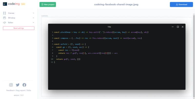 Codeimg.io Code Screenshot Tool