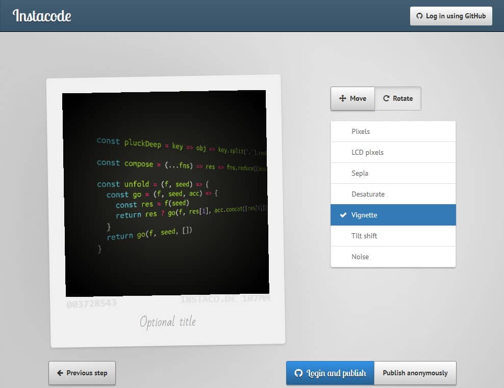Instacode Code Screenshot