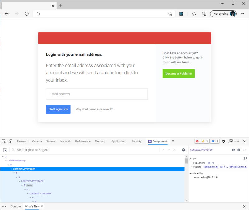 Edge Browser Installed React Dev Tools Extension