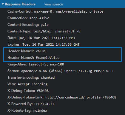Custom Headers Website Request