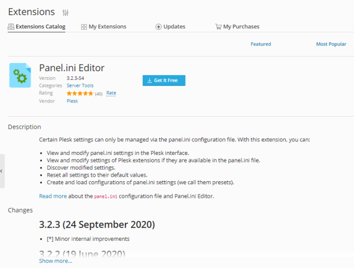 Plesk Ini Editor Extension