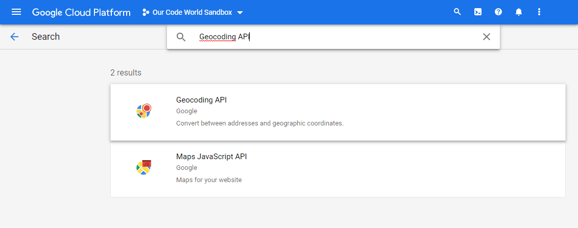 Geocoding API Google Cloud Platform