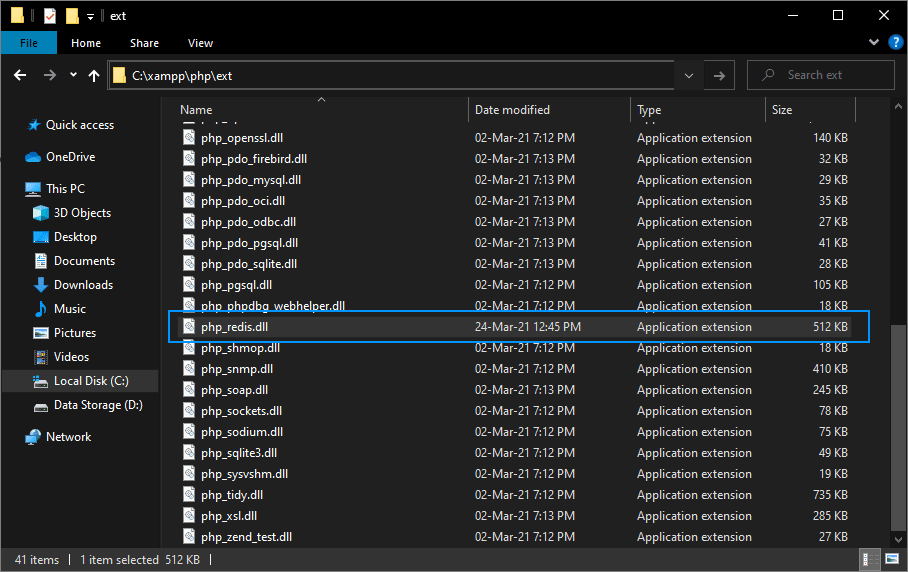 Redis DLL Extension Directory PHP