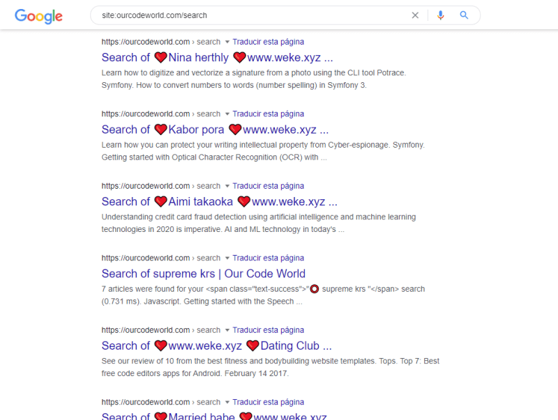 Injected SEO Spam Content Our Code World