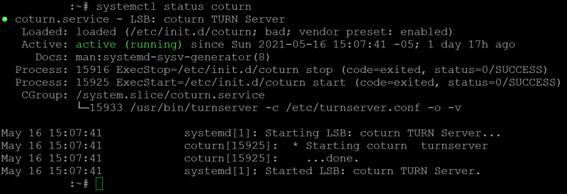 Coturn Service Up and Running Ubuntu Server