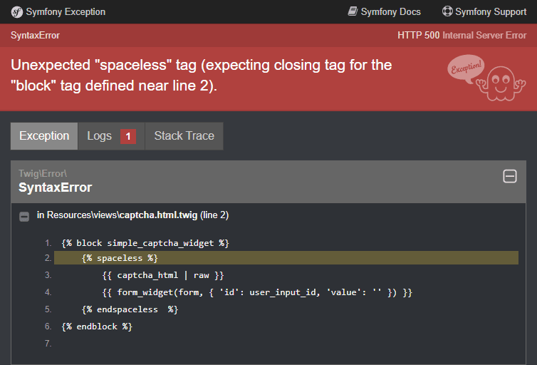 Unexpected Spaceless Tag Twig
